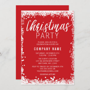 Invitation Fête de Noël de la frontière des neiges rouges et