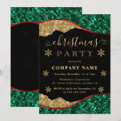 Invitation Fête de Noël de la Green Red & Gold Snowflake Comp (Devant / Derrière)