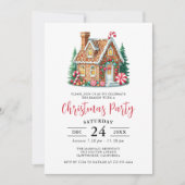 Invitation Fête de Noël de la maison de pain d'épices (Devant)