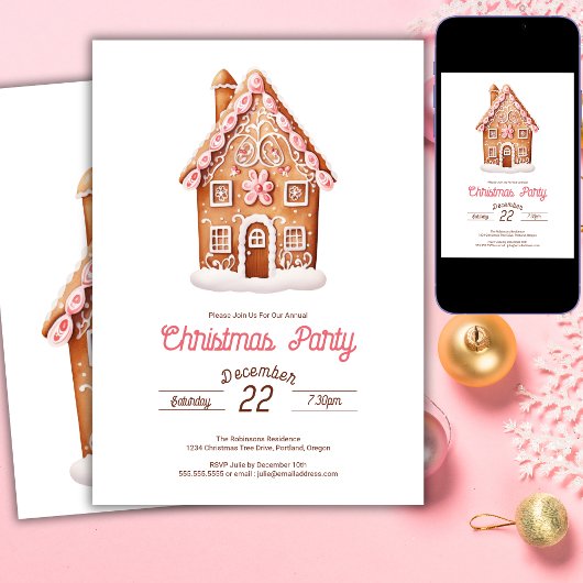 Invitation Fête de Noël de la maison de pain d'épices