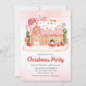 Invitation Fête de Noël de la maison de pain d'épices (Devant)