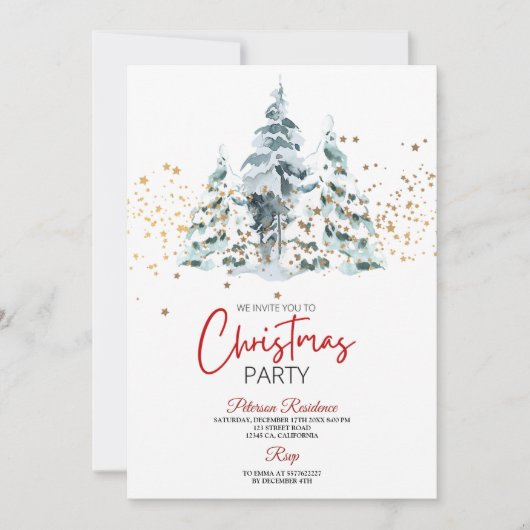 Invitation Fête de Noël de la marine de la pinède de neige mo (Devant)