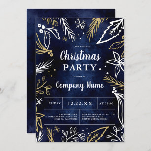 Invitation Fête de Noël de la marine dorée d'entreprise moder