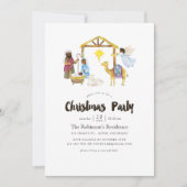 Invitation Fête de Noël de la Nativité aquarelle (Devant)