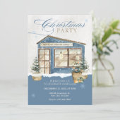 Invitation Fête de noël de la neige de la maison d'hiver (Debout devant)