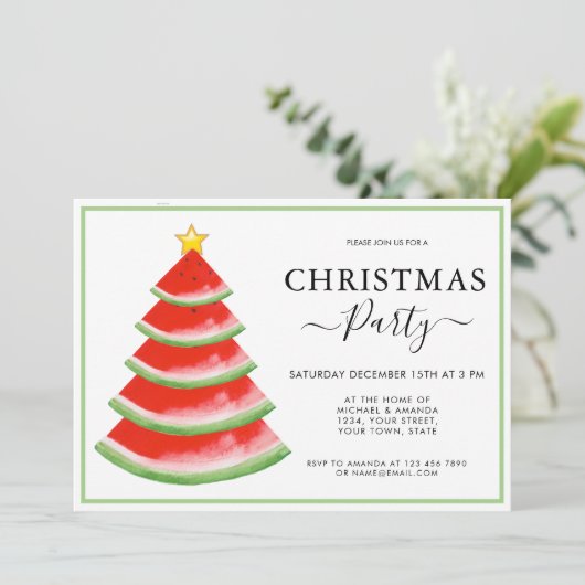 Invitation Fête de Noël de la pastèque (Debout devant)