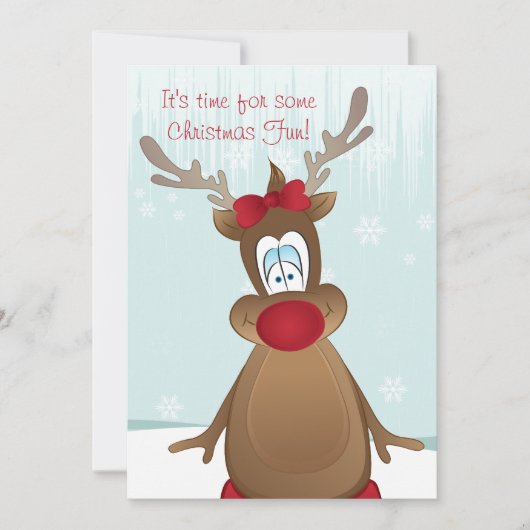 Invitation Fête de Noël de la petite fille de Reindeer (Devant)