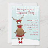 Invitation Fête de Noël de la petite fille de Reindeer (Dos)