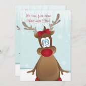 Invitation Fête de Noël de la petite fille de Reindeer (Devant / Derrière)