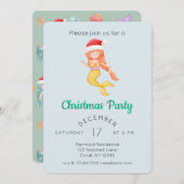 Invitation Fête de Noël de la sirène d'eau (Devant / Derrière)