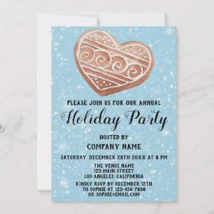 Invitation Fête de Noël de la société Christmas Heart en bleu