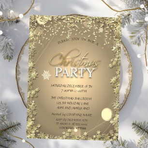 Invitation Fête de Noël de la société Festive Gold Stars