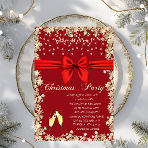 Invitation Fête de Noël de la société Red Bow, Verre, Étoiles