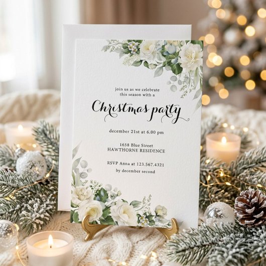 Invitation Fête de Noël de la verdure hivernale