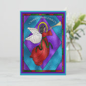 Invitation Fête de Noël de l'Ange de la Vitre en verre tendu (Debout devant)