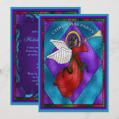 Invitation Fête de Noël de l'Ange de la Vitre en verre tendu (Devant / Derrière)