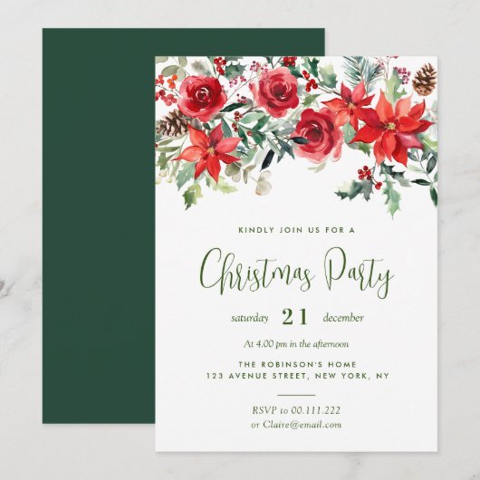 Invitation Fête de noël de l'aquarelle (Devant / Derrière)