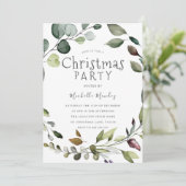Invitation Fête de Noël de l'aquarelle de feuille de verdure (Debout devant)