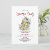 Invitation Fête de Noël de l'aquarelle et de Baubles (Debout devant)