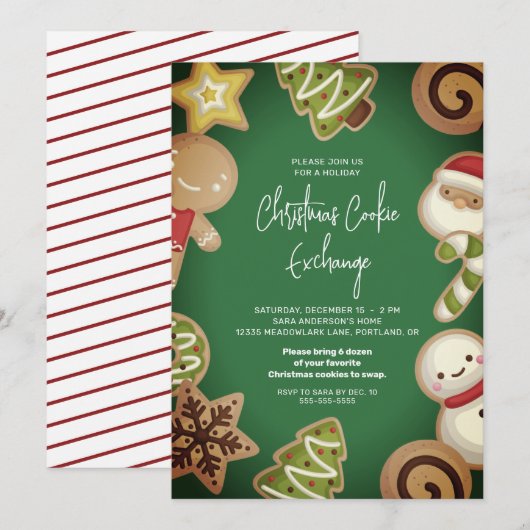 Invitation Fête de Noël de l'échange de biscuits congelés (Devant / Derrière)