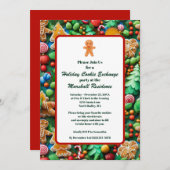 Invitation Fête de Noël de l'échange de biscuits mignons (Devant / Derrière)