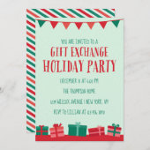 Invitation Fête de Noël de l'échange de cadeaux (Devant / Derrière)