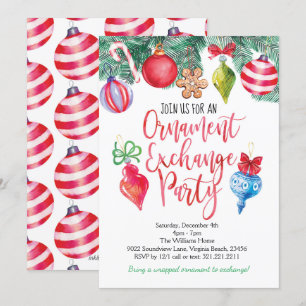 Invitation Fête de Noël de l'échange d'ornement