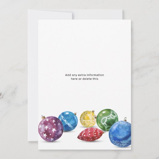 Invitation Fête de Noël de l'échange d'ornements d'aquarelle (Dos)