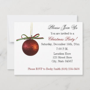 Invitation Fête de Noël de l'Élégant rouge