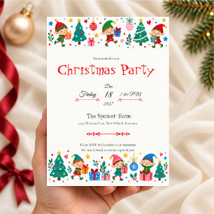 Invitation Fête de Noël de l'Elfe Enjoué