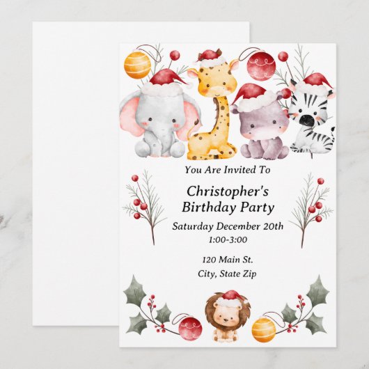 Invitation Fête de Noël de l'enfant (Devant / Derrière)