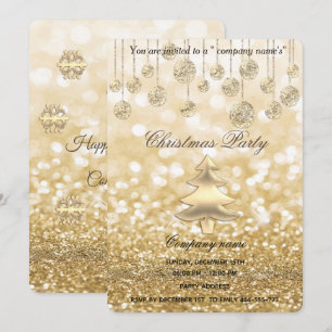 Invitation fête de Noël de l'entreprise au scintillement d'or