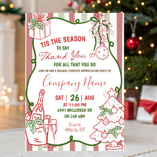 Invitation Fête de Noël de l'entreprise avec écriture manuscr
