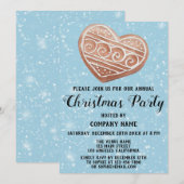 Invitation Fête de Noël de l'entreprise Coeur Bleu neige (Devant / Derrière)