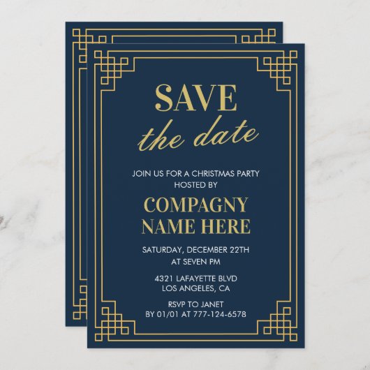 Invitation Fête de Noël de l'entreprise Enregistrer la date M (Devant / Derrière)