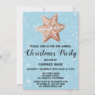 Invitation Fête de Noël de l'entreprise Étoile Bleue Neige