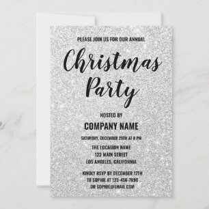 Invitation Fête de Noël de l'entreprise Glam paillettes argen