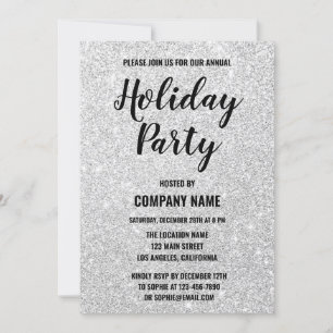 Invitation Fête de Noël de l'entreprise Glam paillettes argen