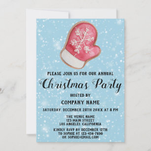 Invitation Fête de Noël de l'entreprise Mitten Rouge Blanc Bl