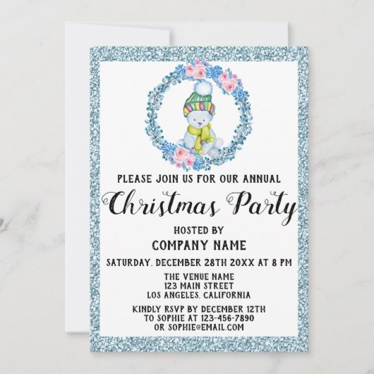 Invitation Fête de Noël de l'entreprise Parties scintillant b (Devant)