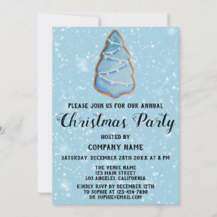 Invitation Fête de Noël de l'entreprise Sapin Bleu Neige