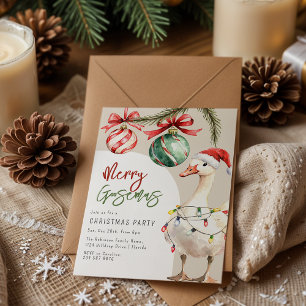 Invitation Fête de Noël de l'oie fantaisiste