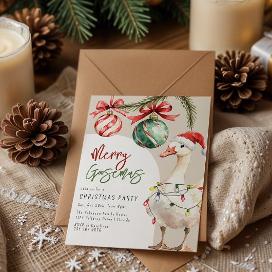 Invitation Fête de Noël de l'oie fantaisiste