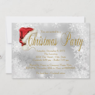 Invitation Fête de Noël de l'or de Santa Hat