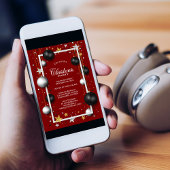 Invitation Fête de Noël de l'ornement de Noël rouge