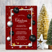 Invitation Fête de Noël de l'ornement de Noël rouge