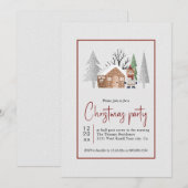 Invitation Fête de Noël de l'ours d'hiver, des arbres et de l (Devant / Derrière)