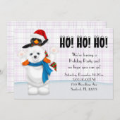 Invitation Fête de Noël de l'ours polaire et du pingouin (Devant / Derrière)