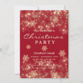 Invitation Fête de Noël de luxe Red Sparkling (Devant)