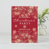 Invitation Fête de Noël de luxe Red Sparkling (Debout devant)